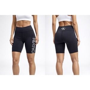 Calvin Klein Women's M Black Biker Shorts Logo Athletic Activewear Athleisure